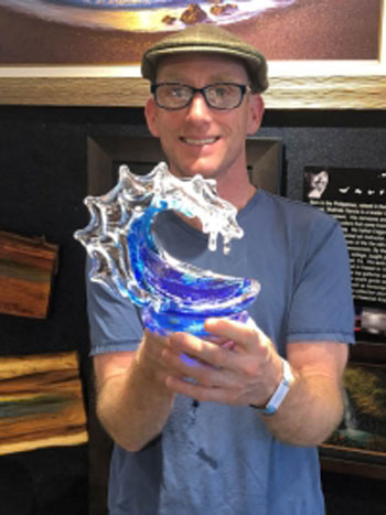 Extra Small Cobalt David-Wight-Glass-Tsunami Wave-at Ocean Blue Galleries