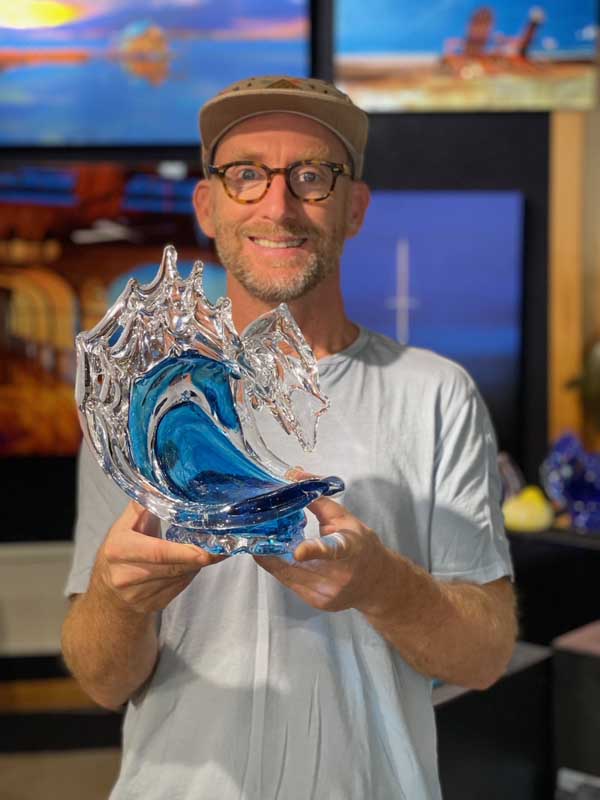 Small Springwater Glass Wave David Wight Ocean Blue Galleries