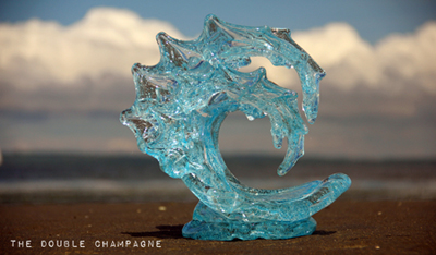 THE DOUBLE CHAMPAGNE by David Wight Glass Art Sculptures at Ocean Blue Galleries