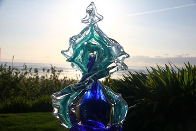 FLAMENCO WAVE by David Wight Glass Art Sculptures at Ocean Blue Galleries