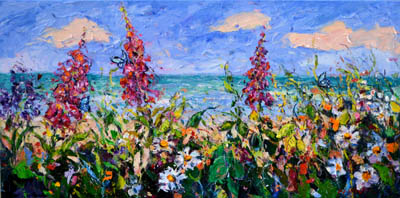 Lupines and Blue Butterflies by Wendy Norton - Ocean Blue Galleries