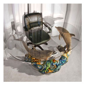 Dolphin Consciousness desk by Wyland - bronze sculpture