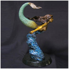 Mermaid Below by Wyland - medium size bronze sculpture
