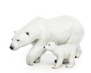 Polar Bear and Cub Bronze Sculpture by Wyland