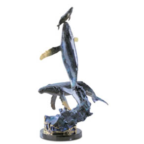 Three in the Sea by Wyland - medium size bronze sculpture