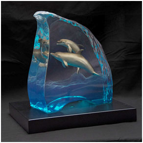 Dolphin Blues by Wyland - Lucite Sculpture
