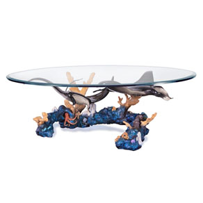 manatee waters coffee table by Wyland - bronze sculpture