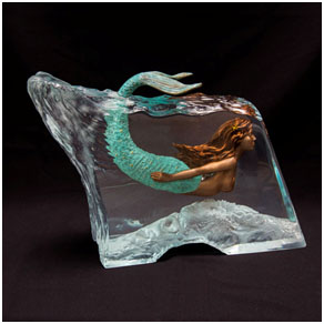 Mermaid Sea Sea - Wyland lucite sculpture