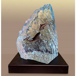 New Dolphin Wave - Wyland lucite sculpture