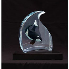 Orca Sounding - Wyland lucite sculpture