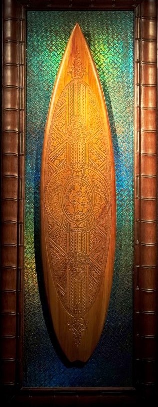 Hawaiian Carved Surfboard by Krystiano DaCosta Ocean Blue Galleries