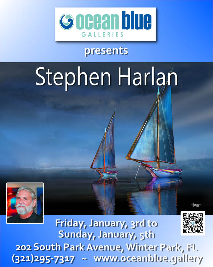 Stephen Harlan art show Ocean Blue Galleries Winter Park JAN 2025