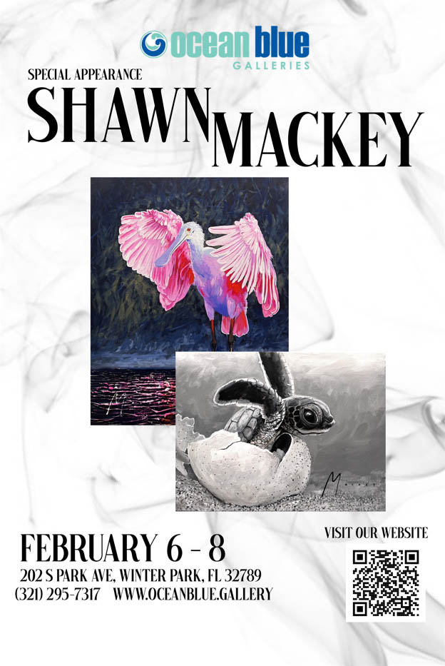 Shawn Mackey art show Ocean Blue Galleries Winter Park FEB 2026